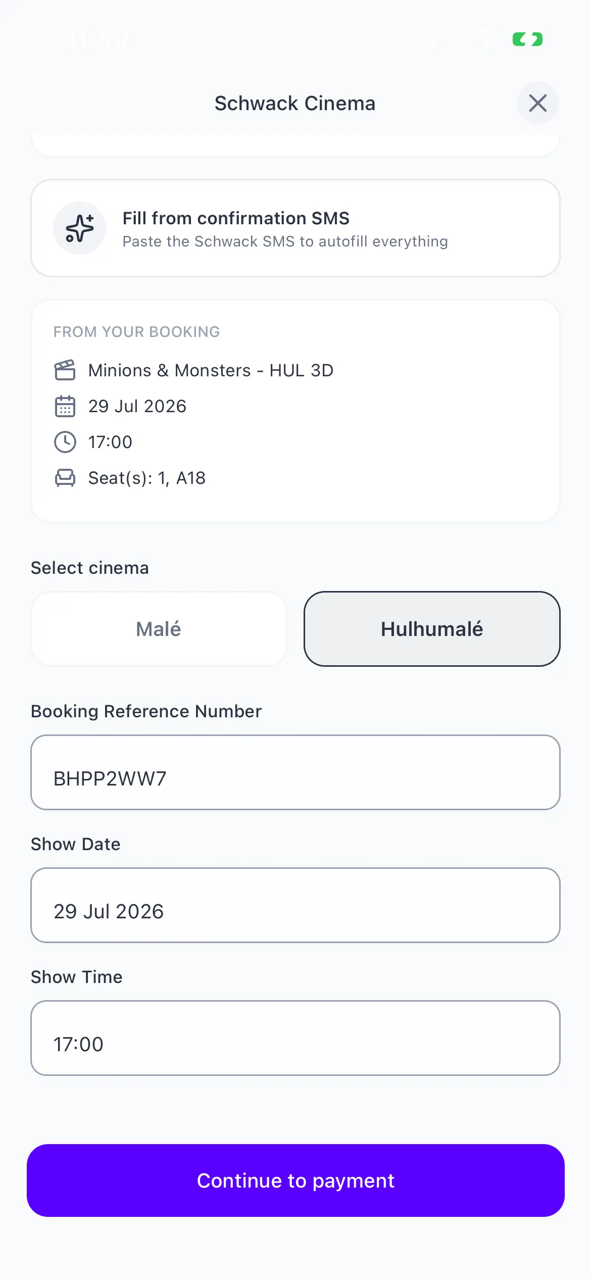 Your booking, read back before you pay.